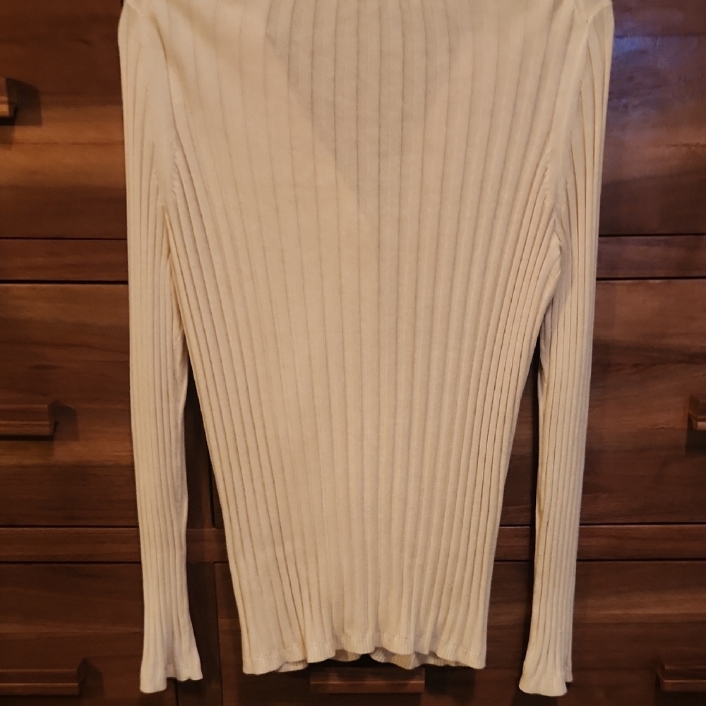 Talbots Cream Ribbed Button-Up Classic Casual Spring Cardigan Size Large - Picture 5 of 5